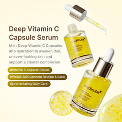 Medicube Deep Vitamin C capsules close-up showing liposome delivery