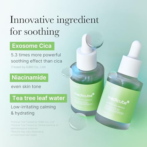Medicube Exosome Cica Tea Tree Ampoule texture showing lightweight, non greasy feel.