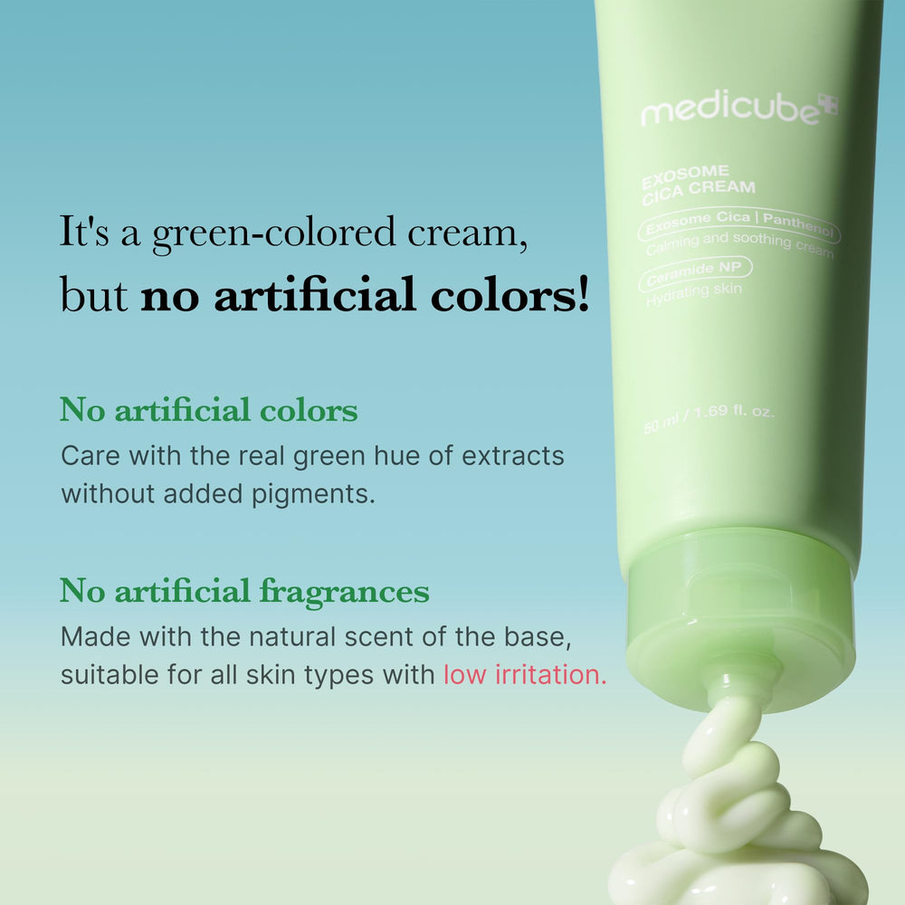 Medicube Exosome Cica Tea Tree Cream applied in daily routine for calm skin.