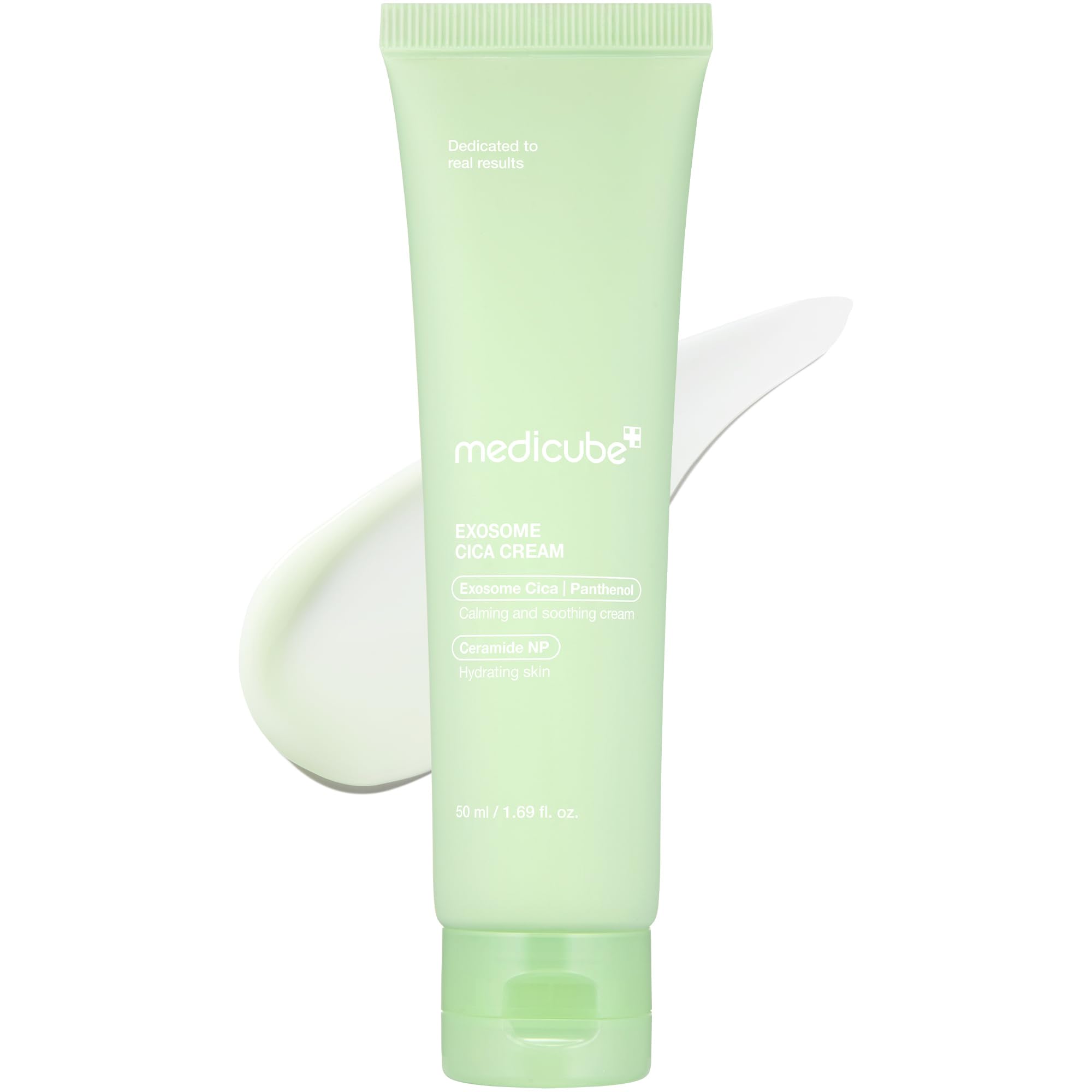 Medicube Exosome Cica Tea Tree Cream packaging showing calming sensitive-skin care.