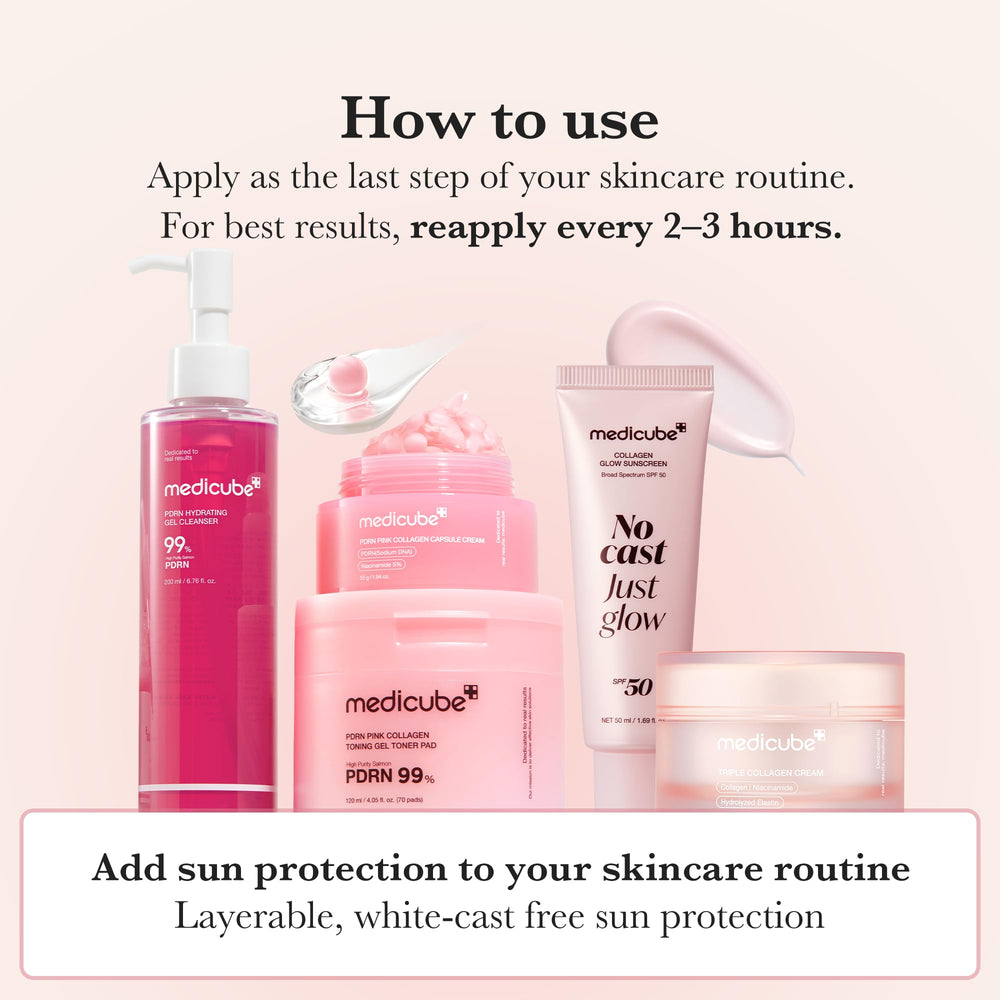 Medicube non-greasy, quick-absorption sunscreen on skin