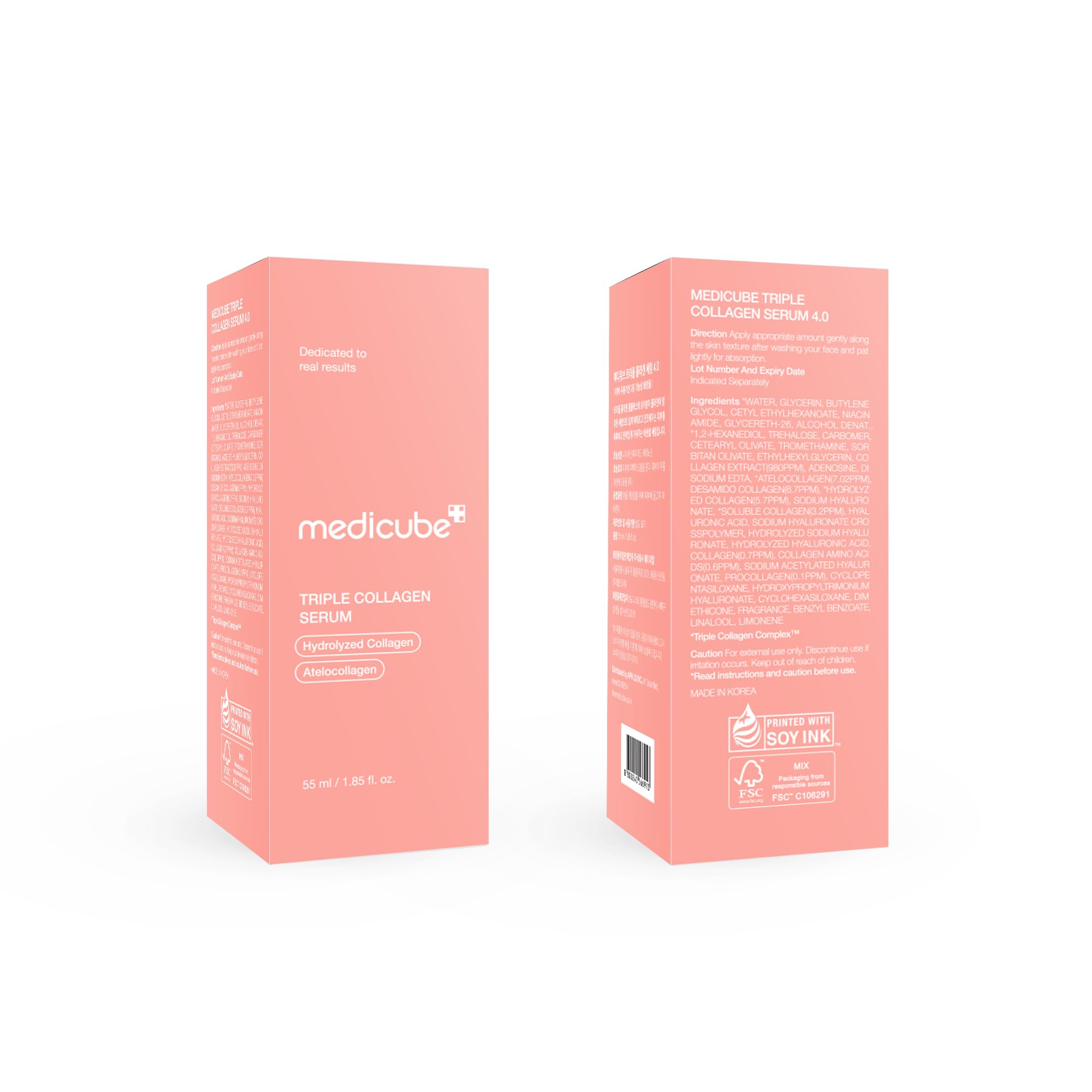 Medicube Triple Collagen Serum packaging closeup emphasizes premium craftsmanship