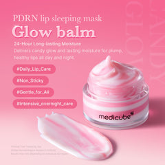 Medicube PDRN Lip Mask application with fingertips demonstrates quick hydration.