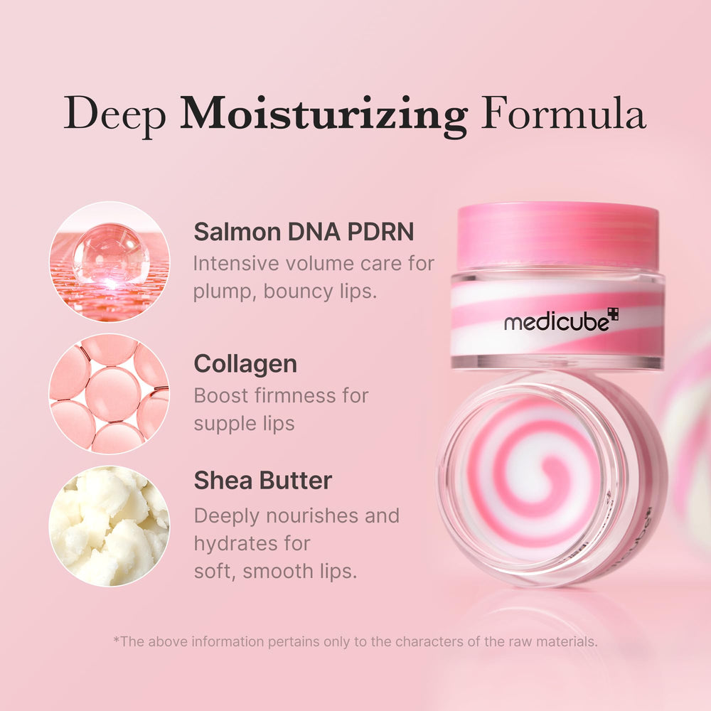 Medicube PDRN Lip Mask glow effect suggesting candy-like radiance.