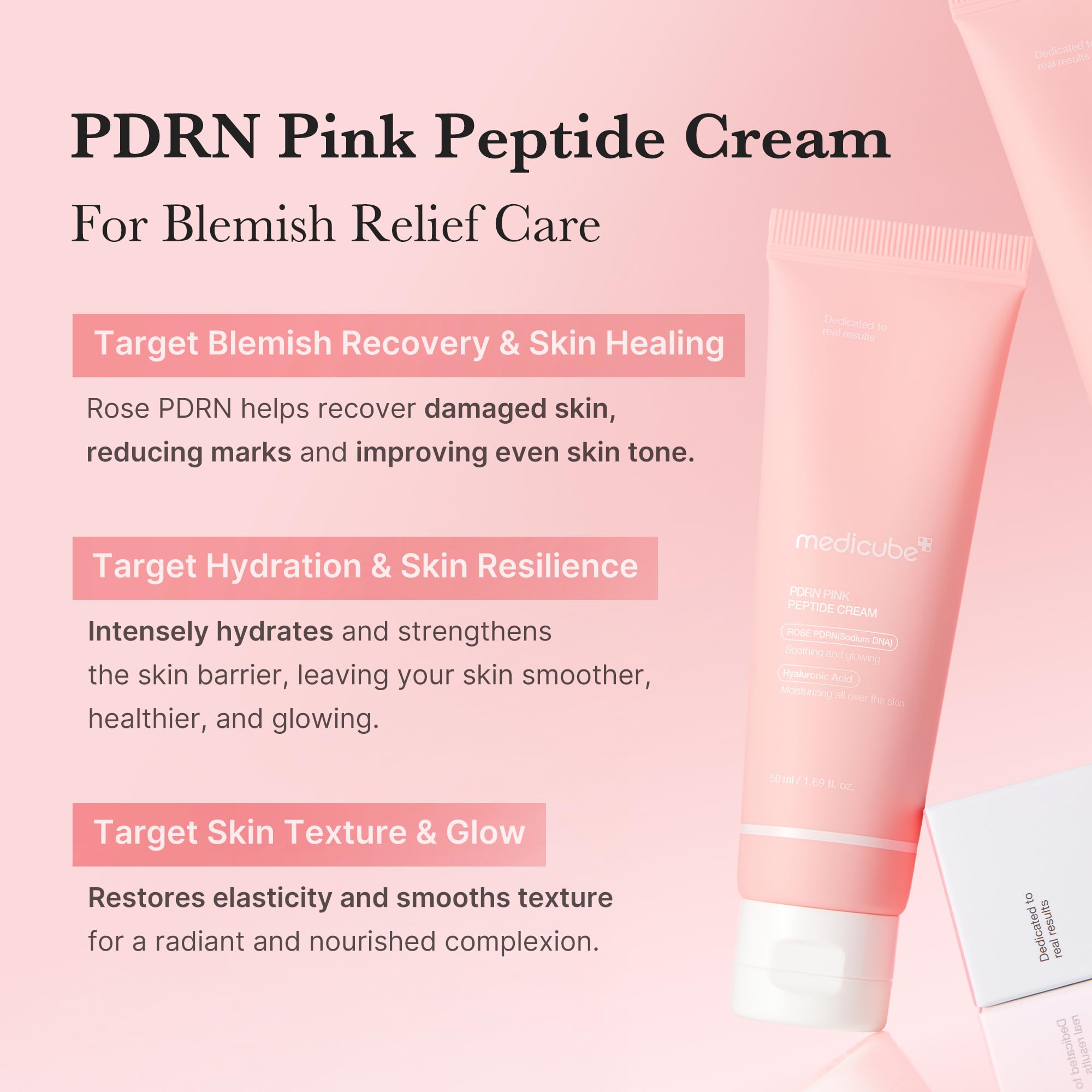 Medicube PDRN Pink Hyaluronic Cream open jar shows creamy texture for easy application.
