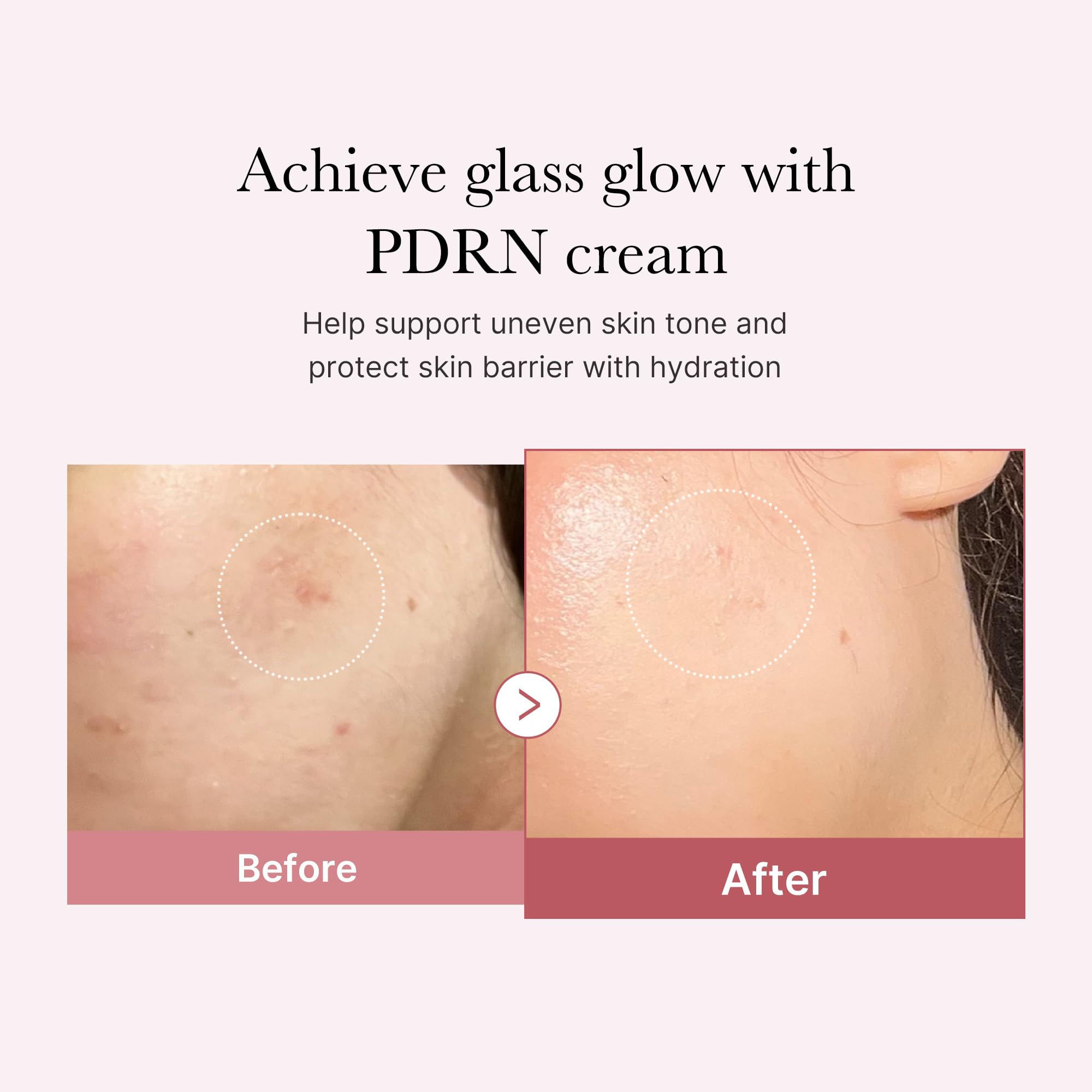 Medicube PDRN Pink Hyaluronic Cream texture swatch demonstrates lightweight, non-greasy finish.