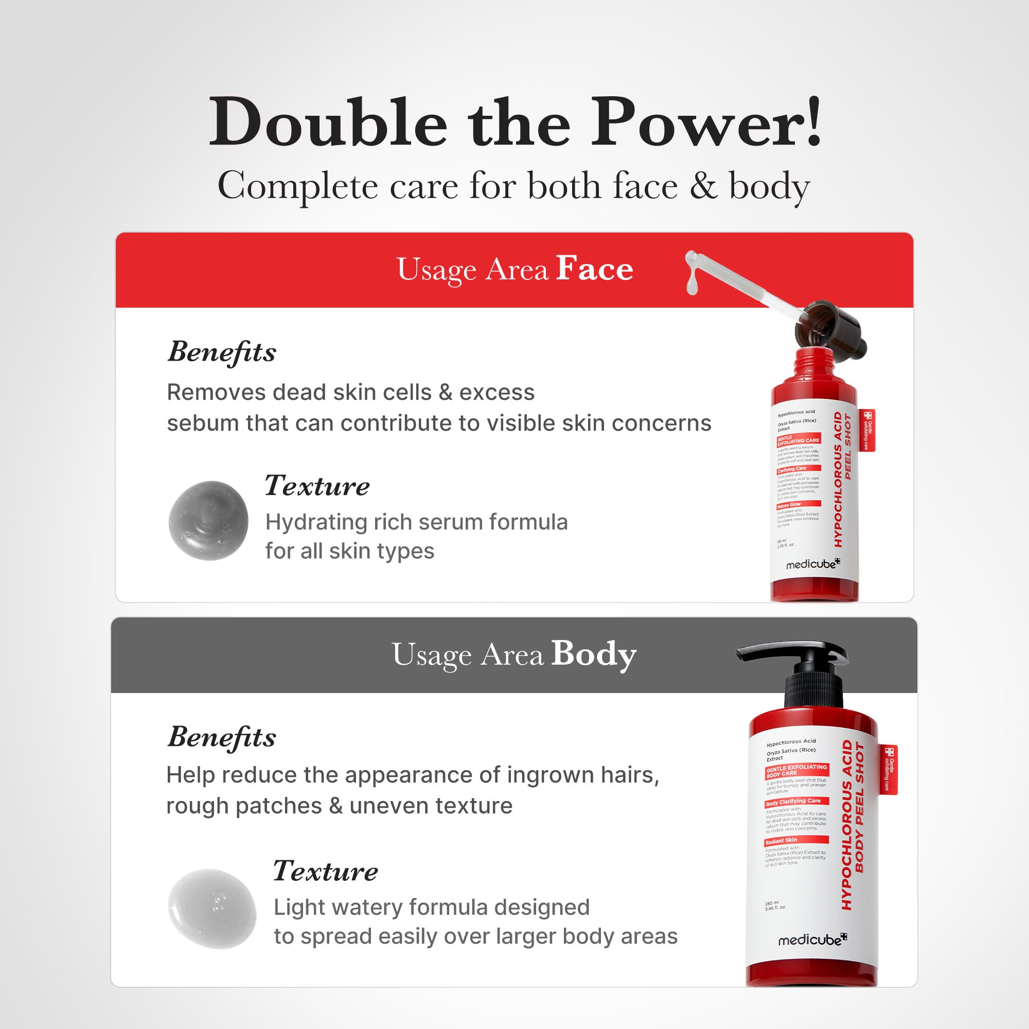 Medicube Peel Shot ingredient label close-up for clean formula.