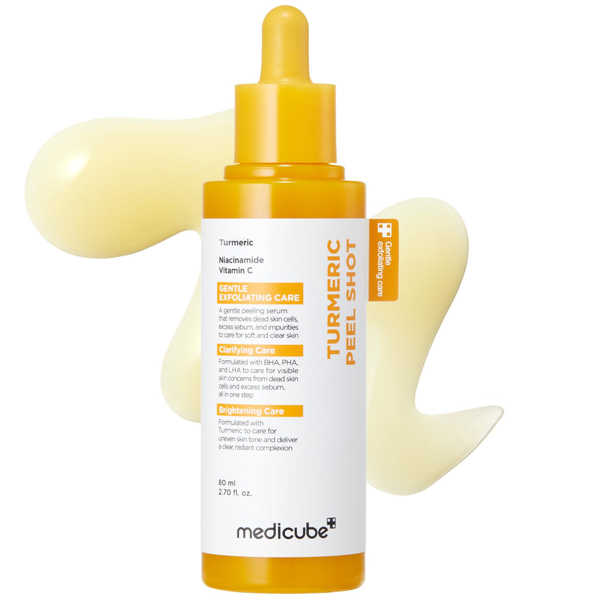 Medicube Peel Shot with Turmeric bottle close-up showing gentle exfoliation for smoother skin