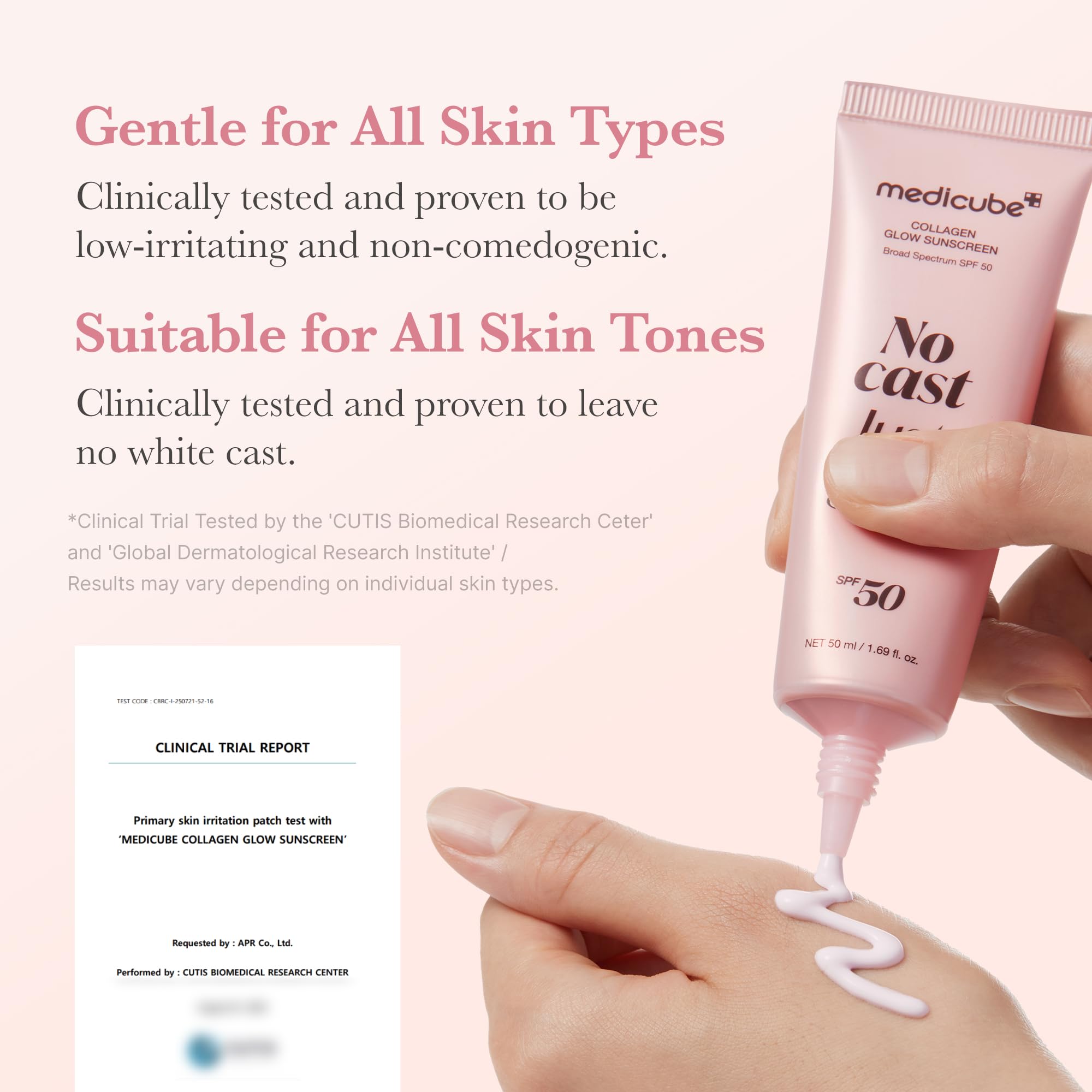 Medicube sunscreen swatch ready to act as a primer for glow