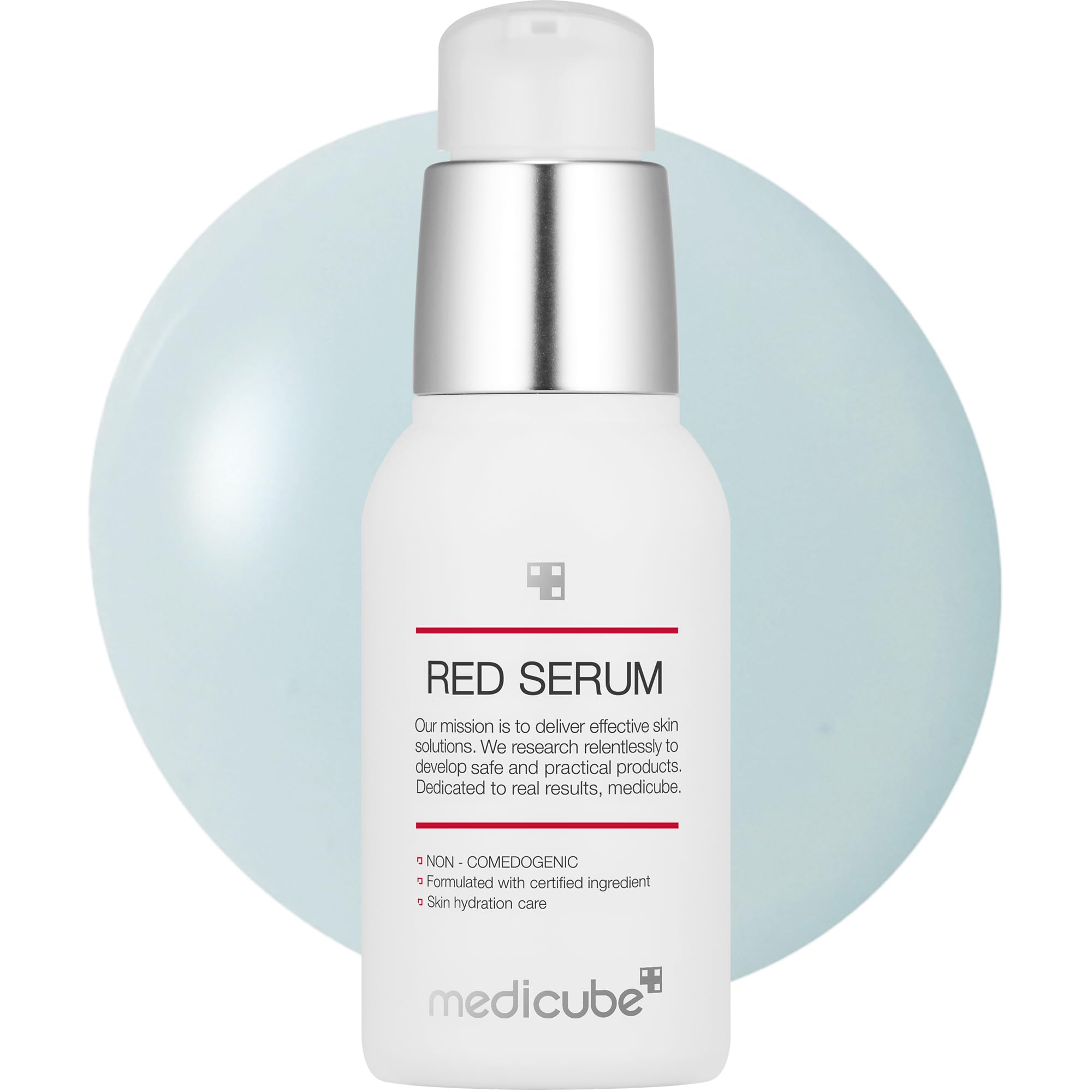Medicube Red Serum 2.0 bottle cap close-up showing secure seal for clean application