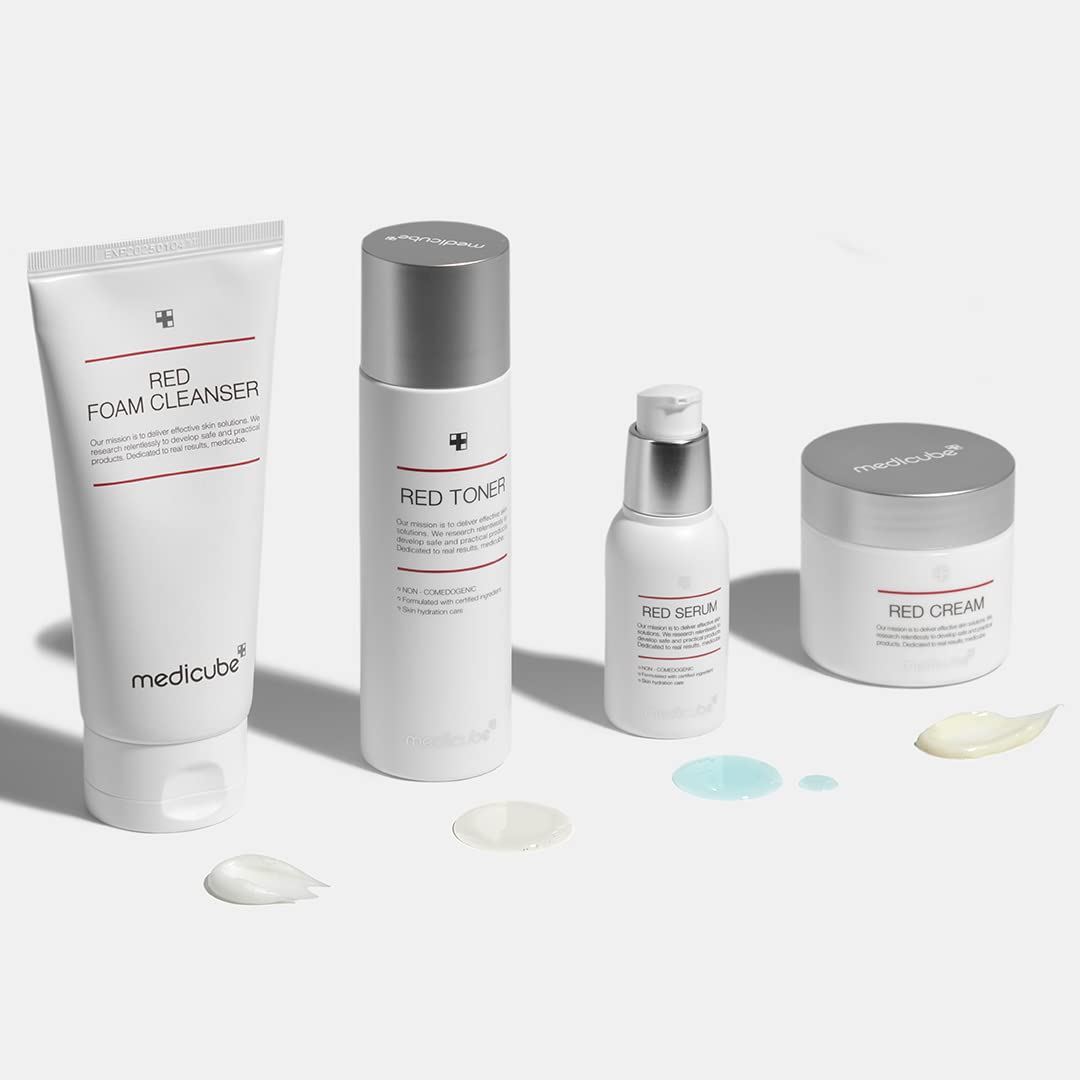 Medicube Red Toner 2.0 on skin closeup during routine