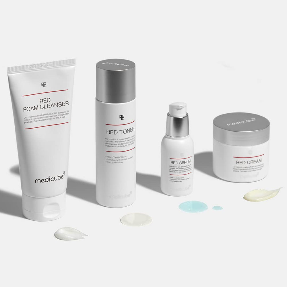 Medicube Red Toner 2.0 on skin closeup during routine