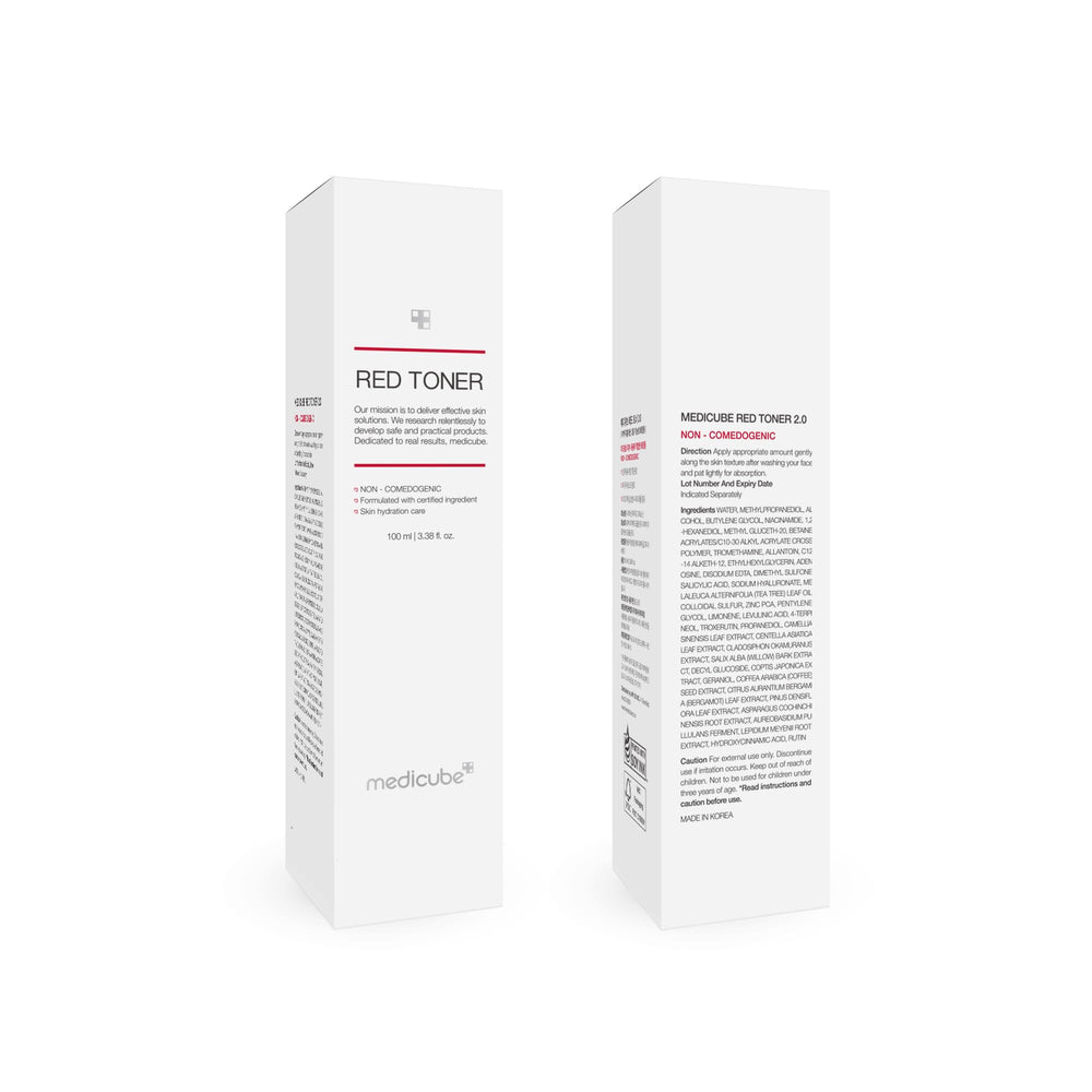 Medicube Red Toner 2.0 product in skincare routine setup