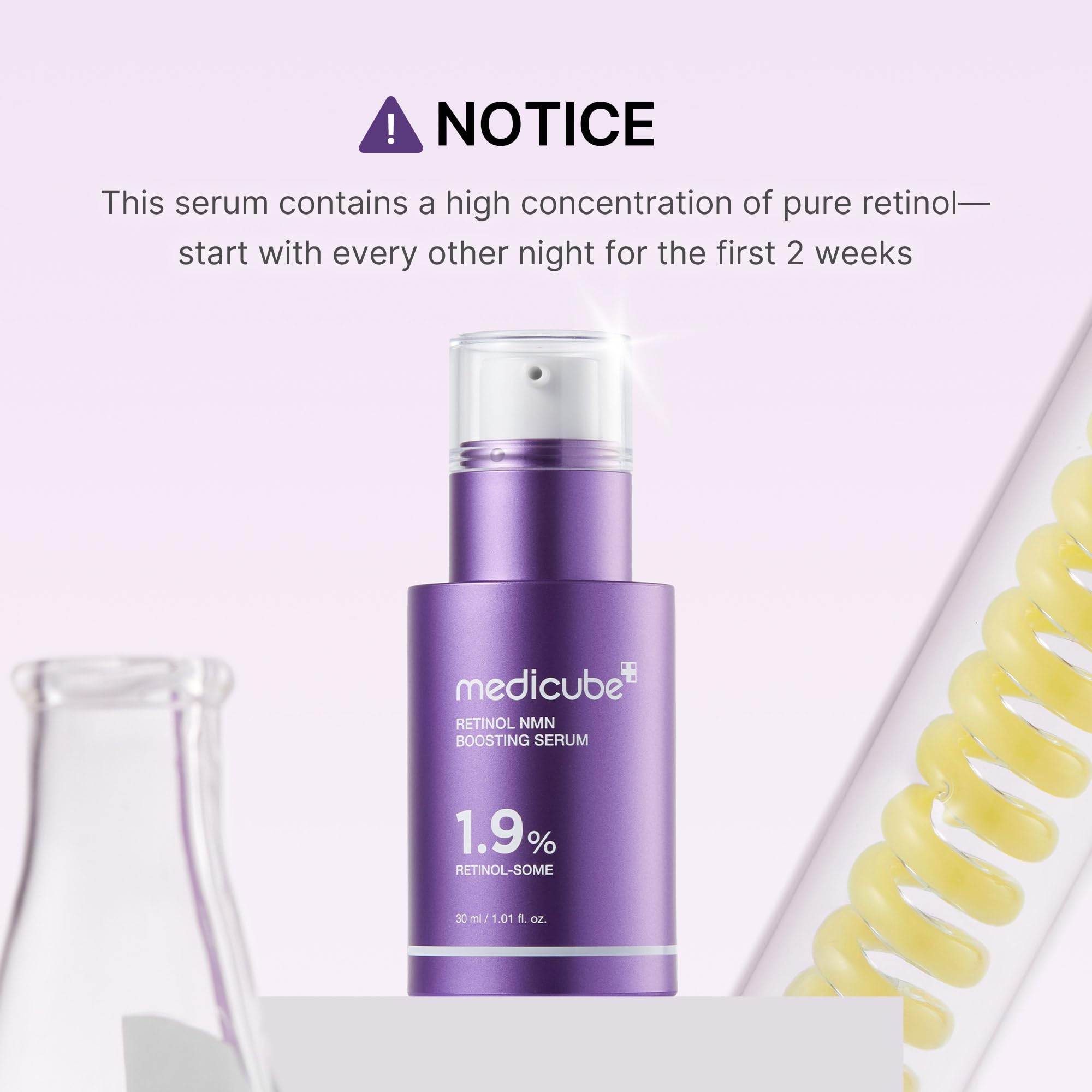 Medicube Retinol Boosting Serum swatch on arm demonstrates absorption and consistency.