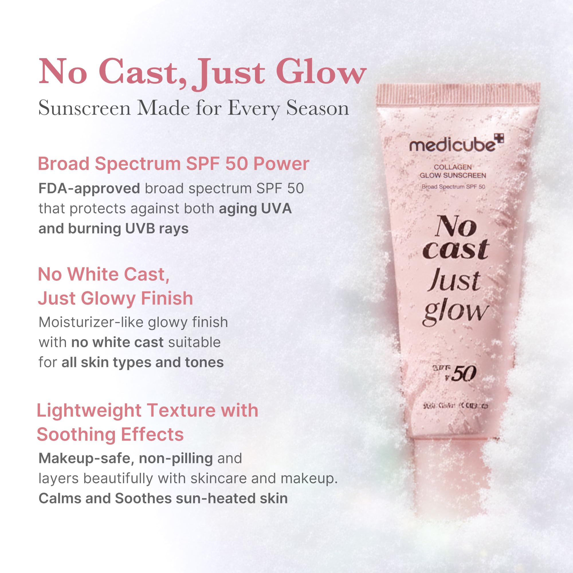 Medicube SPF 50 broad-spectrum label indicating daily sun protection