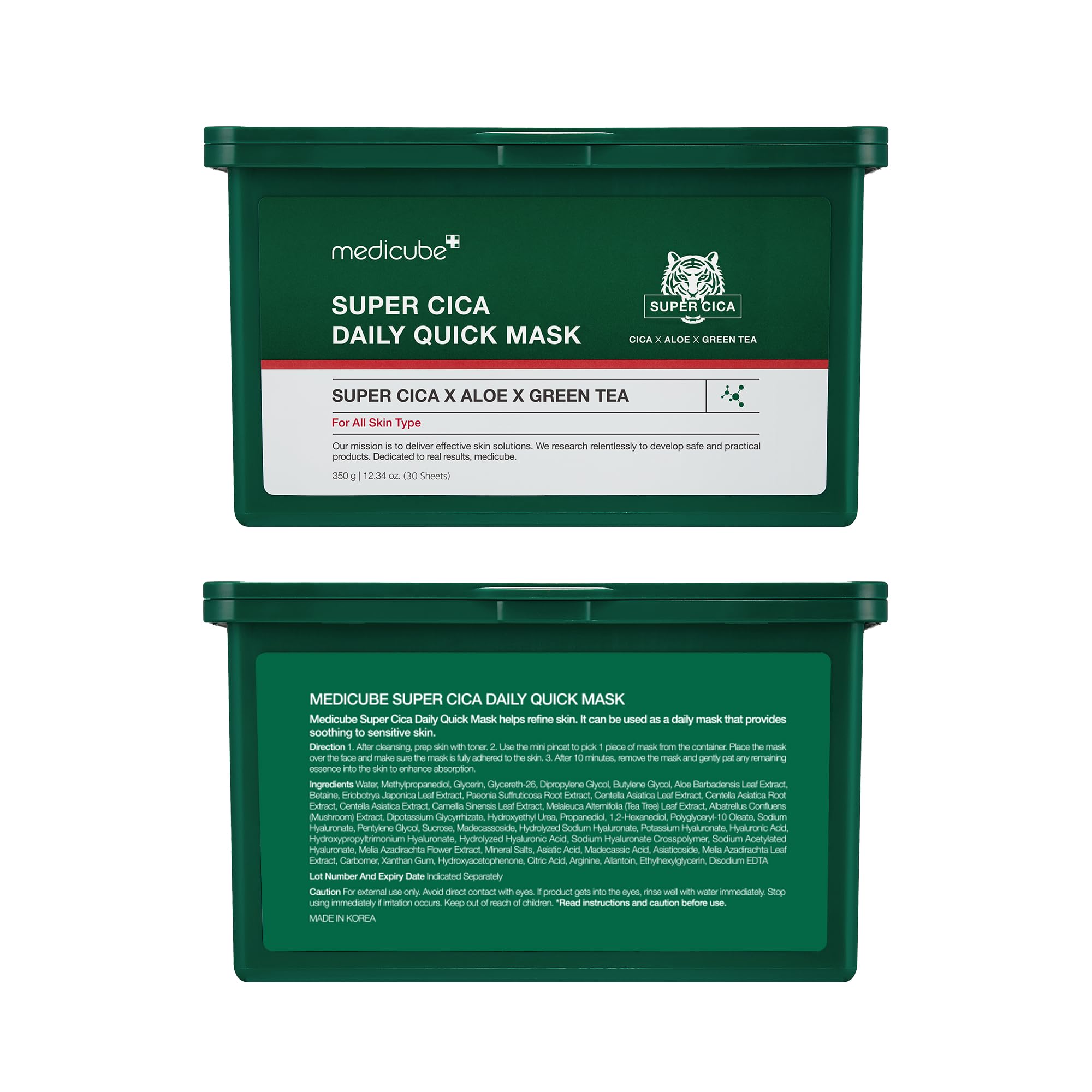 Medicube Super Cica Daily Mask FSC packaging highlighting eco-conscious materials.