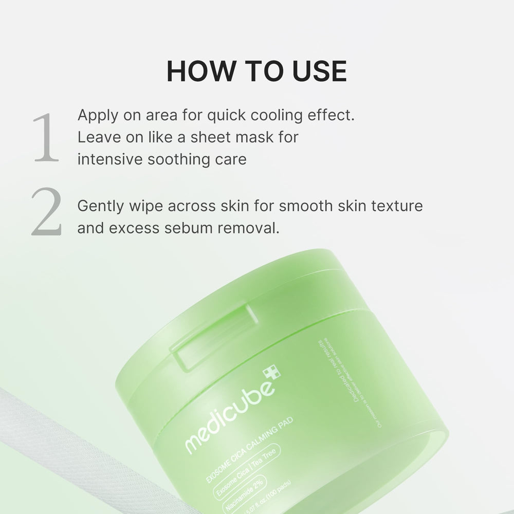 Medicube Toner Pads Exosome Cica ingredients showcased for advanced soothing potential