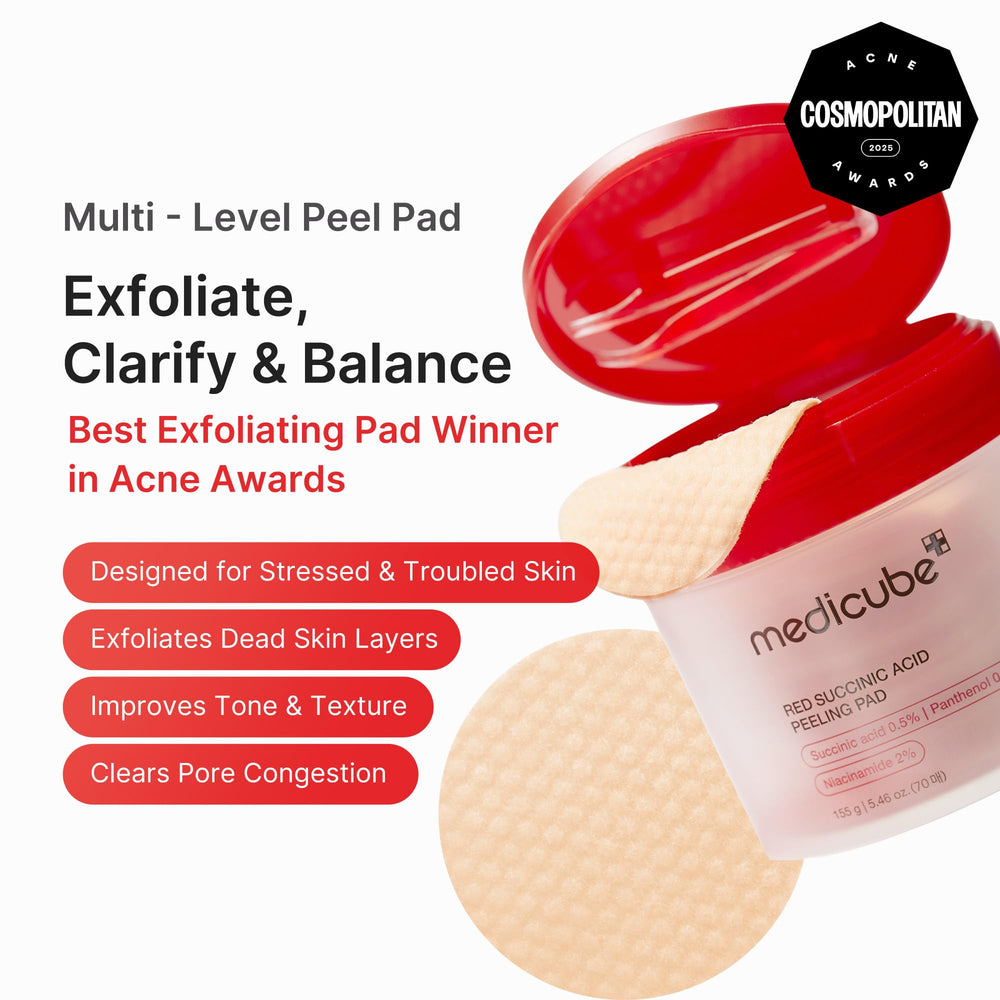 Medicube Toner Pads closeup highlights panthenol and niacinamide benefits for sensitive skin