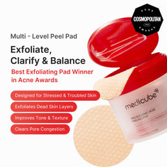 Medicube Toner Pads closeup highlights panthenol and niacinamide benefits for sensitive skin
