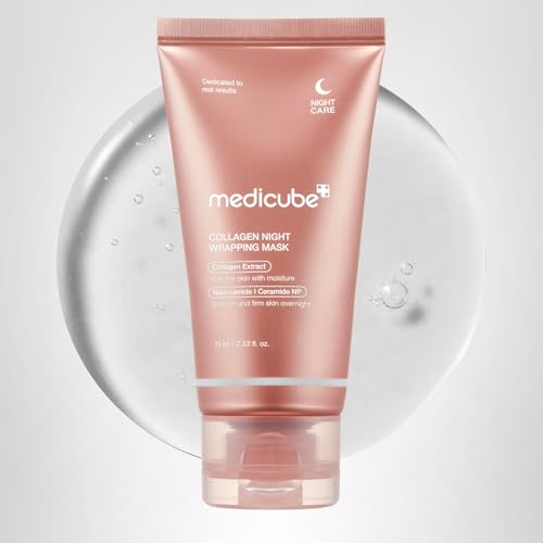 Medicube Wrapping Mask packaging and product bottle showcase premium Korean skin care.