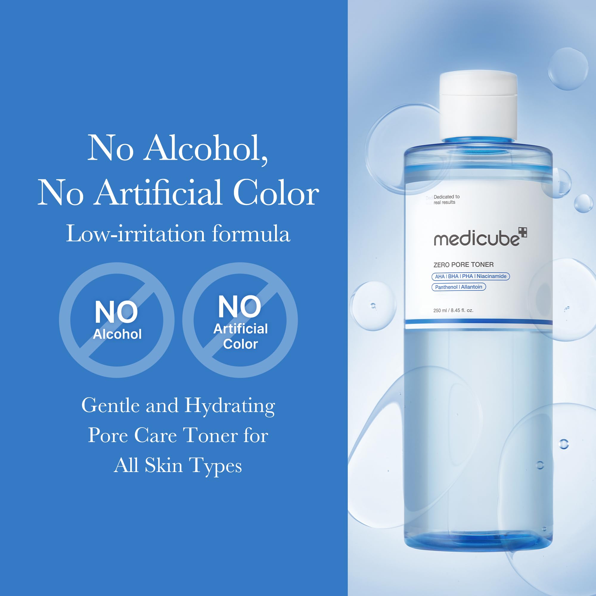 Medicube Zero Pore Toner with AHA BHA PHA and niacinamide for gentle exfoliation