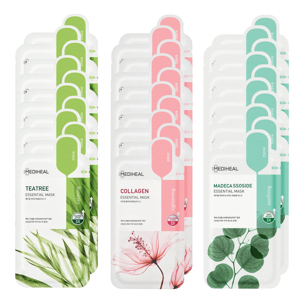 Mediheal Collagen Essential mask pack hero boosts skin firmness and elasticity.