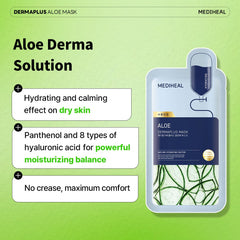 Mediheal Dermaplus Aloe Mask in use shows easy adherence and refreshing finish.