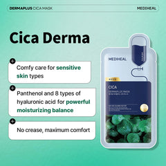 Mediheal Dermaplus Cica Mask panthenol portion promotes moisture and comfort.
