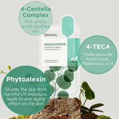 Mediheal Madecassoside mask on face demonstrates even fit