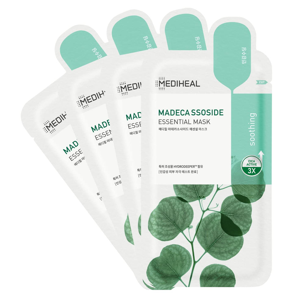 Mediheal Madecassoside mask packaging closeup with eco-friendly design