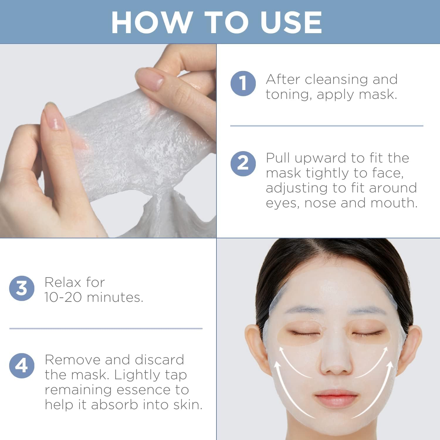 Mediheal mask application step image showing easy, quick skincare ritual