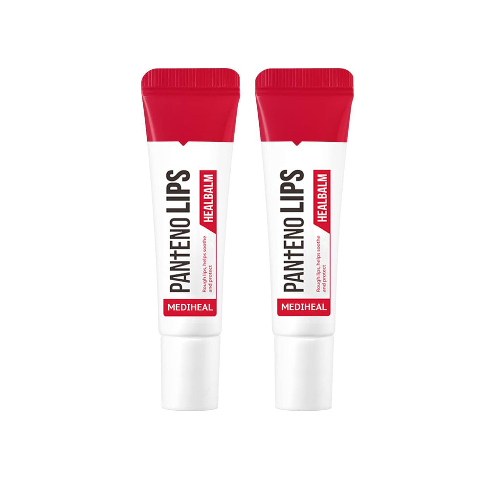 Mediheal Pantenolips Healbalm 2-pack tubes for easy, mess-free lip hydration.