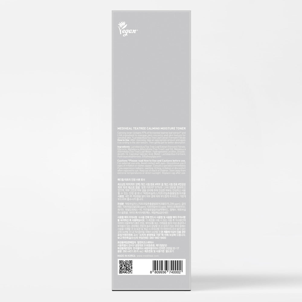 Mediheal Tea Tree Calming Toner packaging box shown for everyday use
