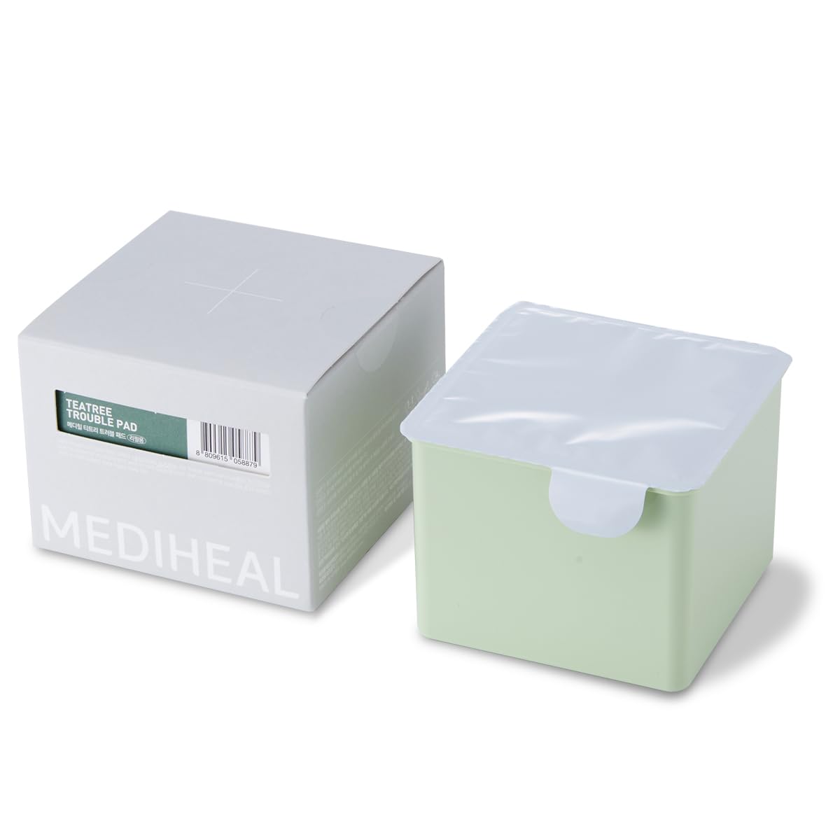 Mediheal Teatree Trouble Pad pack front promotes calm, balanced skin.