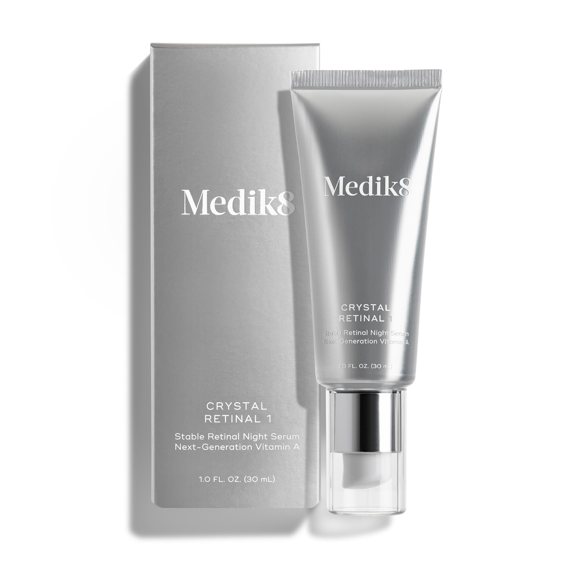 Medik8 Crystal Retinal 1 bottle close-up for gentle night-time care.