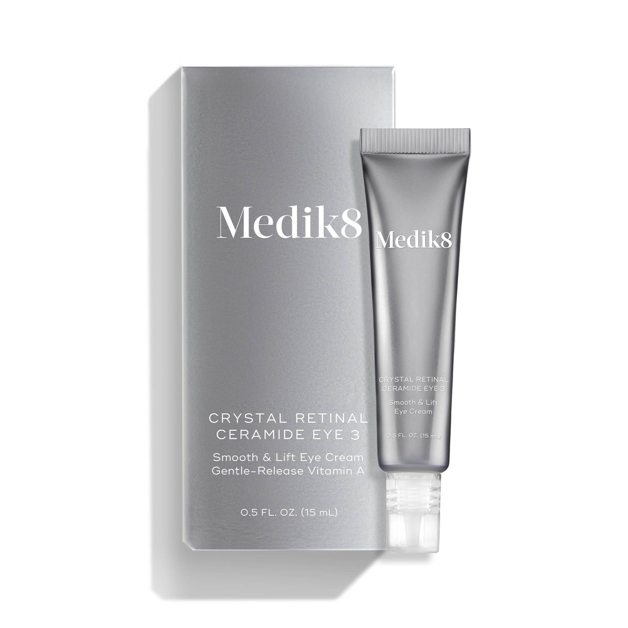Medik8 Crystal Retinal Ceramide Eye 3 texture application demonstrates smooth finish for day or night use.