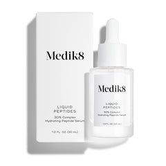 Medik8 Liquid Peptides bottle close-up showing premium packaging and skin-smoothing potential.