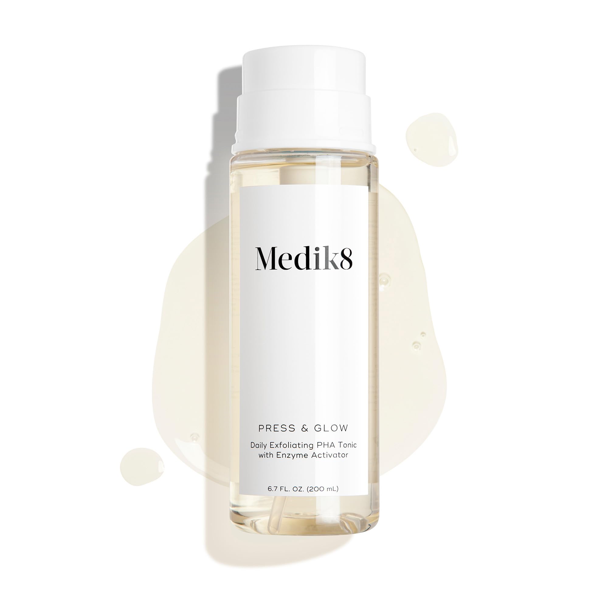 Medik8 Press and Glow toner in-use on skin promoting balanced, refreshed complexion