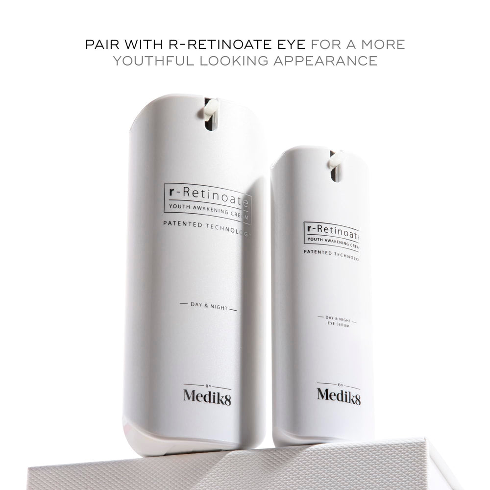 Medik8 R-Retinoate Day & Night serum swatch demonstrates creamy blend for easy absorption.