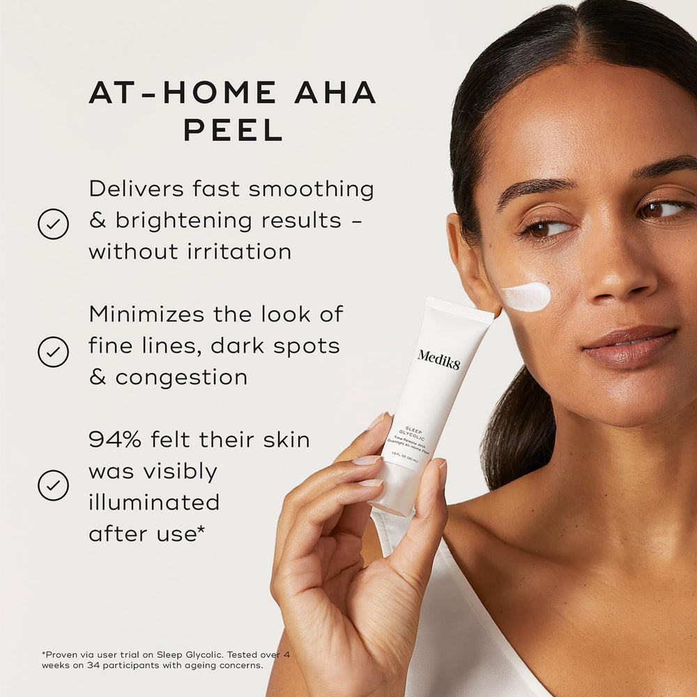 Medik8 Sleep Glycolic application showing easy nightly resurfacing