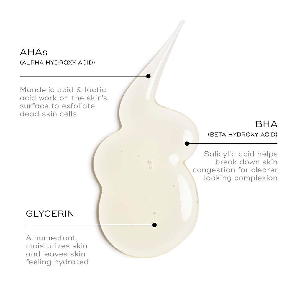 Medik8 Surface Radiance Cleanse showing AHA/BHA formula dissolving impurities for refreshed skin texture