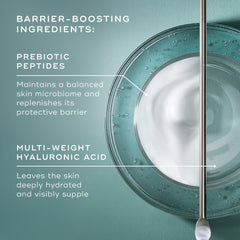 Medik8 Total Moisture label close-up emphasizes prebiotic peptides supporting the skin barrier