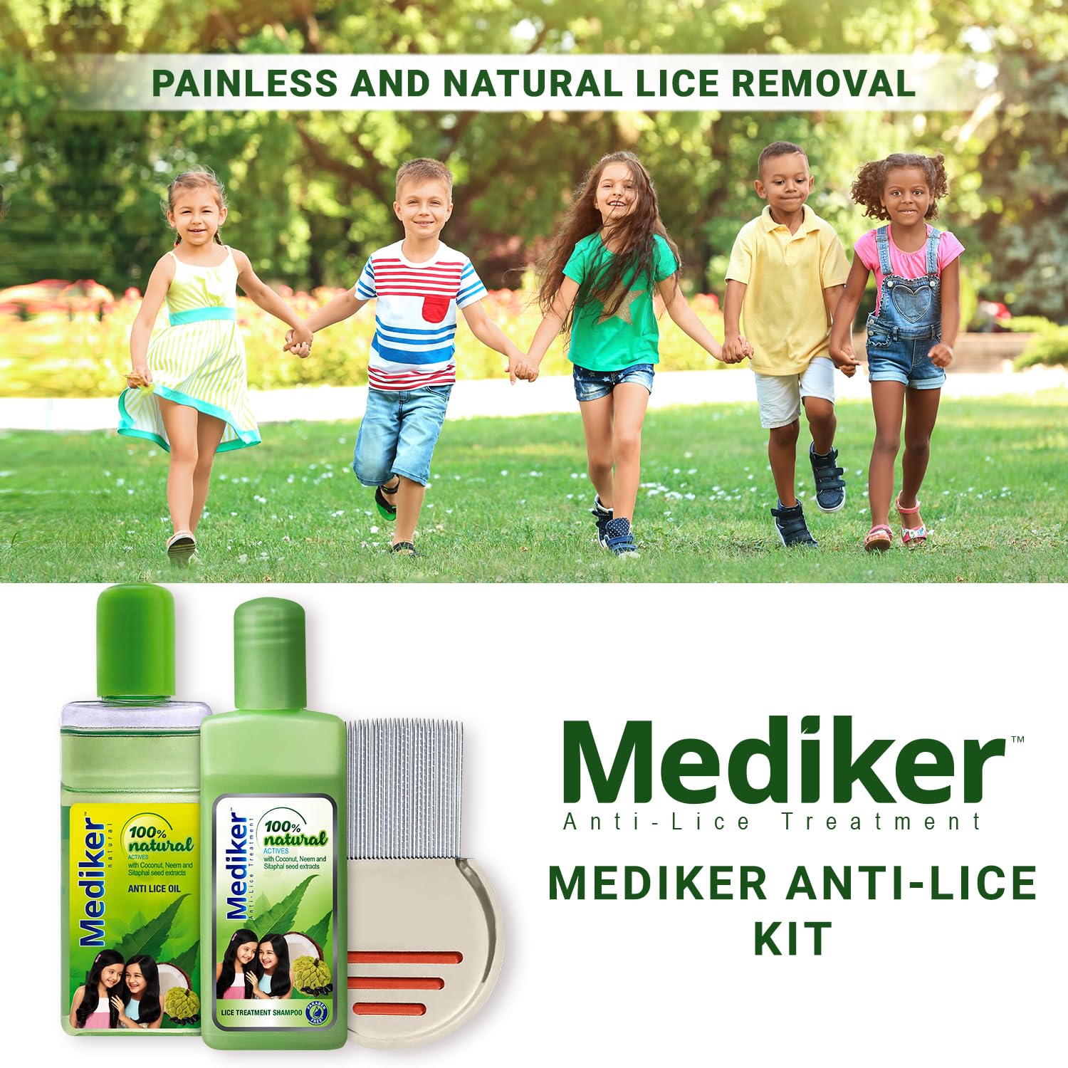 Mediker hair oil with neem coconut close-up showing scalp nourishment