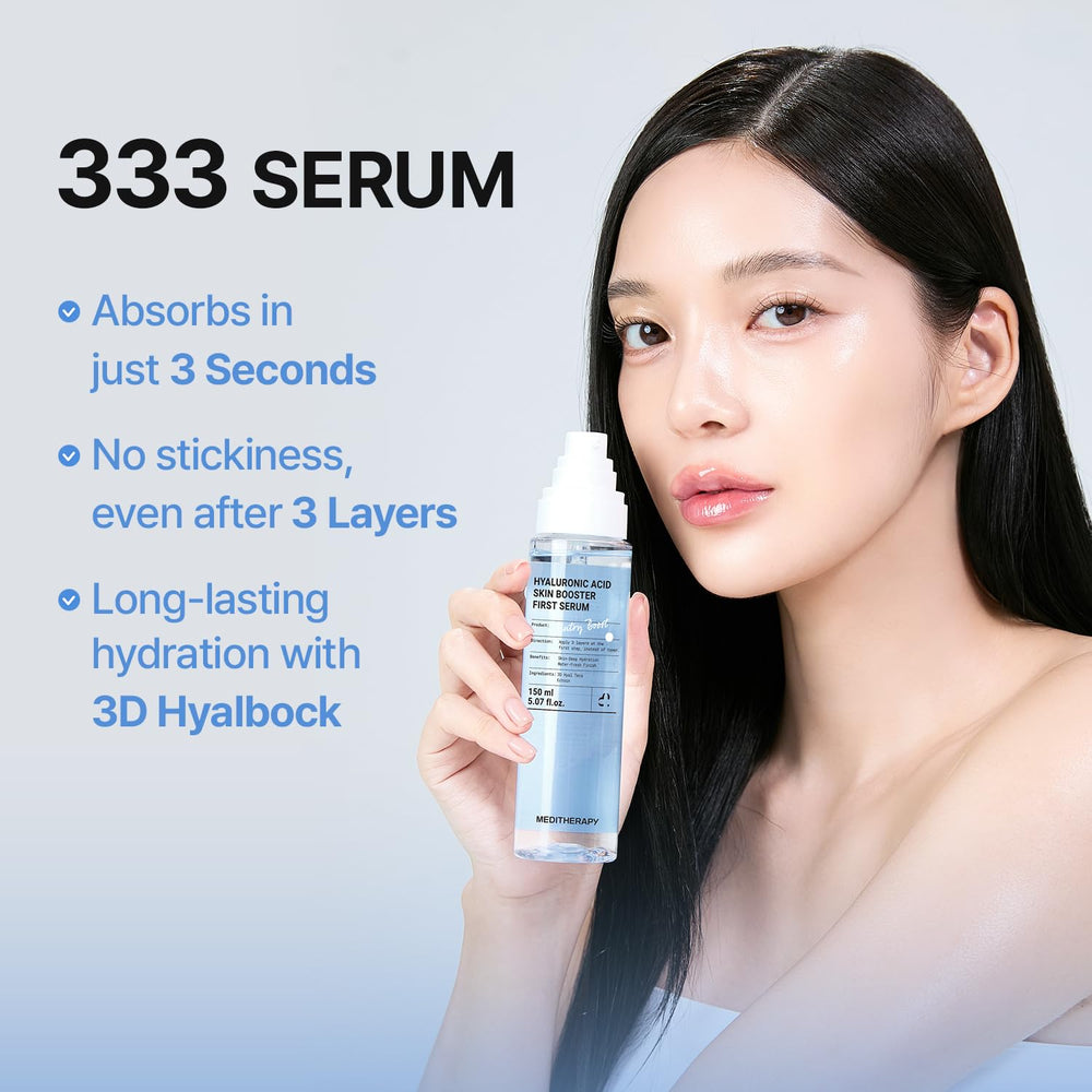 Meditherapy serum texture close-up shows light, fast absorption.