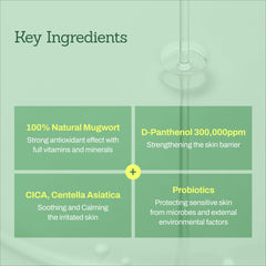 MEDITHERAPY Mugwort D-Panthenol 30 Calming Serum ingredients close-up highlights D-Panthenol and mugwort.