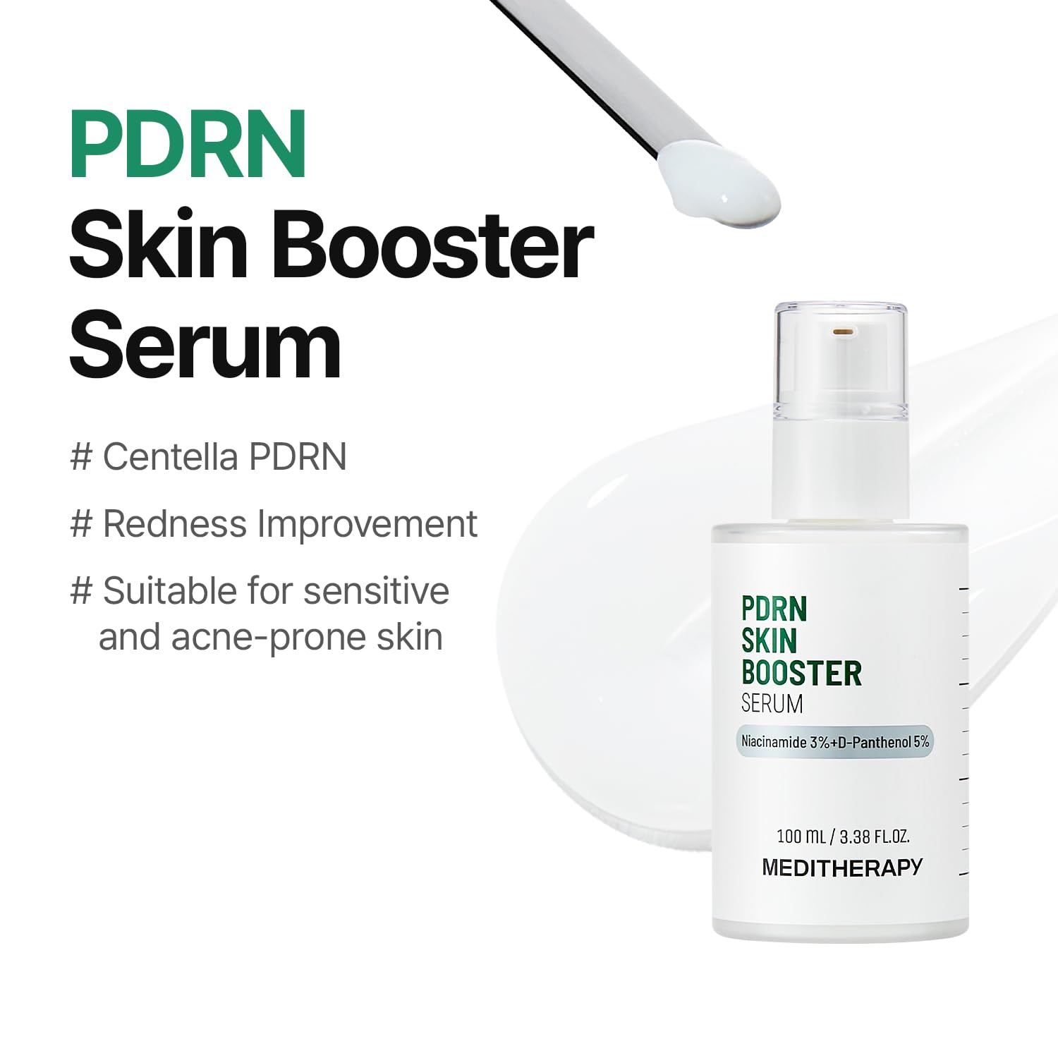 Meditherapy PDRN serum milky texture showing lightweight hydration