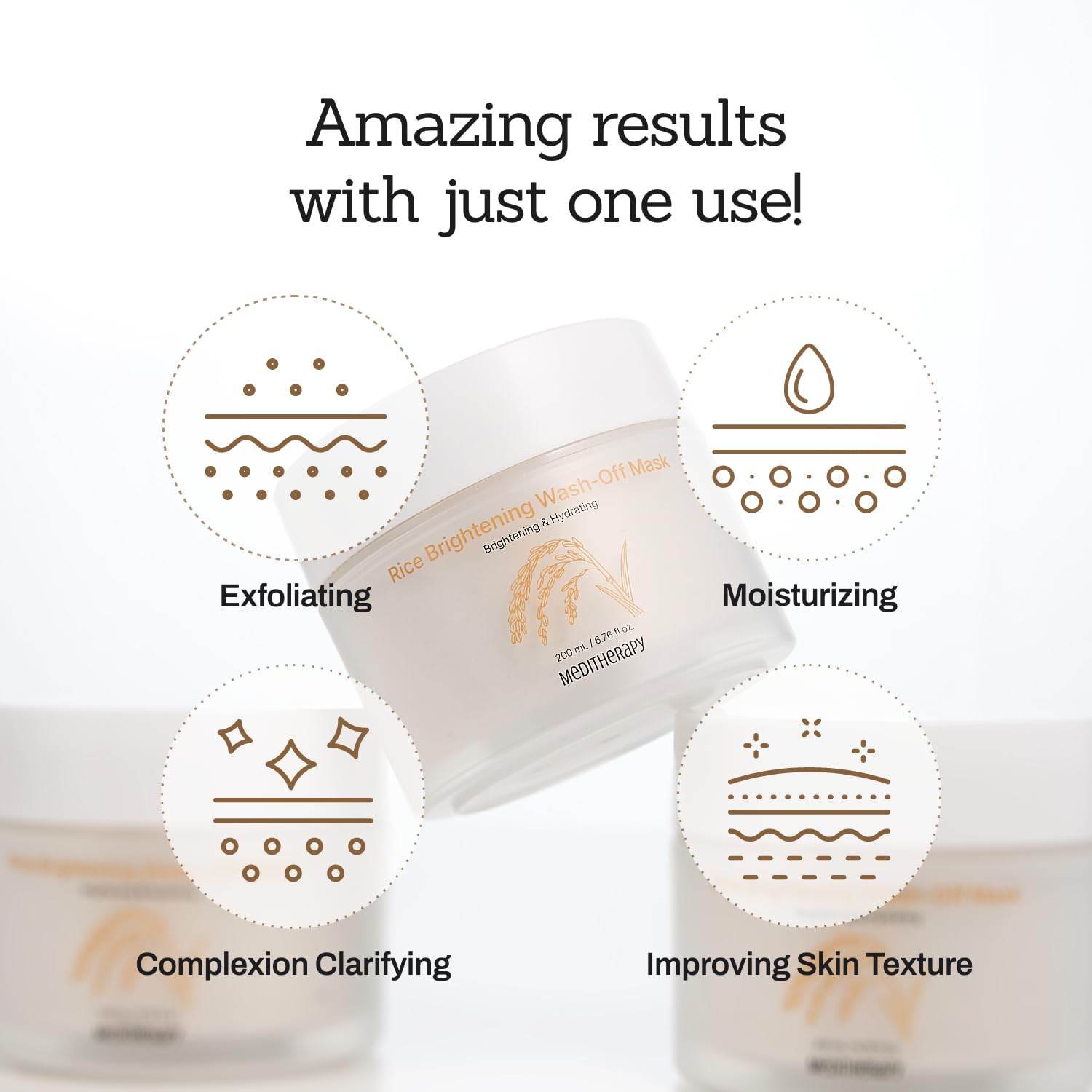 MEDITHERAPY Rice Wash-Off Mask glow shot highlights smoother texture and natural radiance