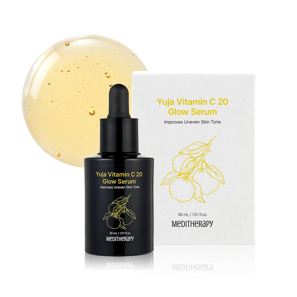 Meditherapy Yuja Serum bottle showcases premium vitamin C for radiant skin.