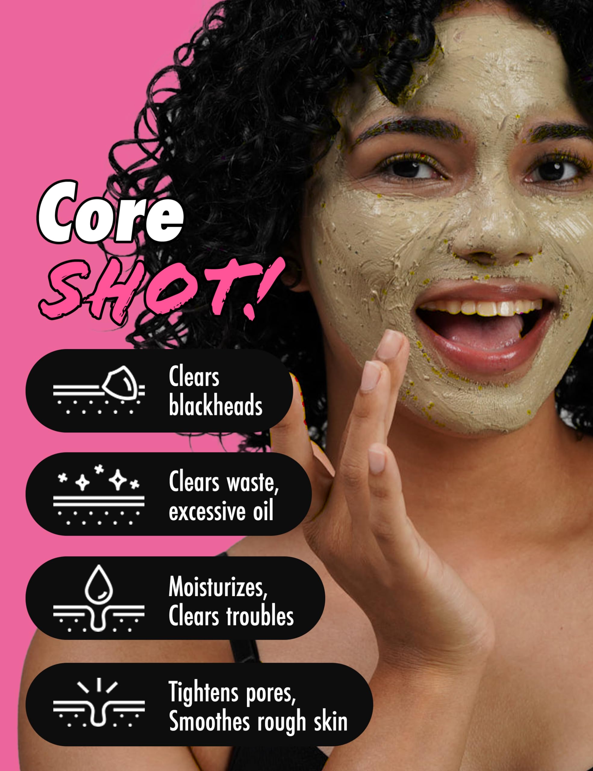 Closeup of Meditime Pore Corset Pack texture showing creamy clay and minerals