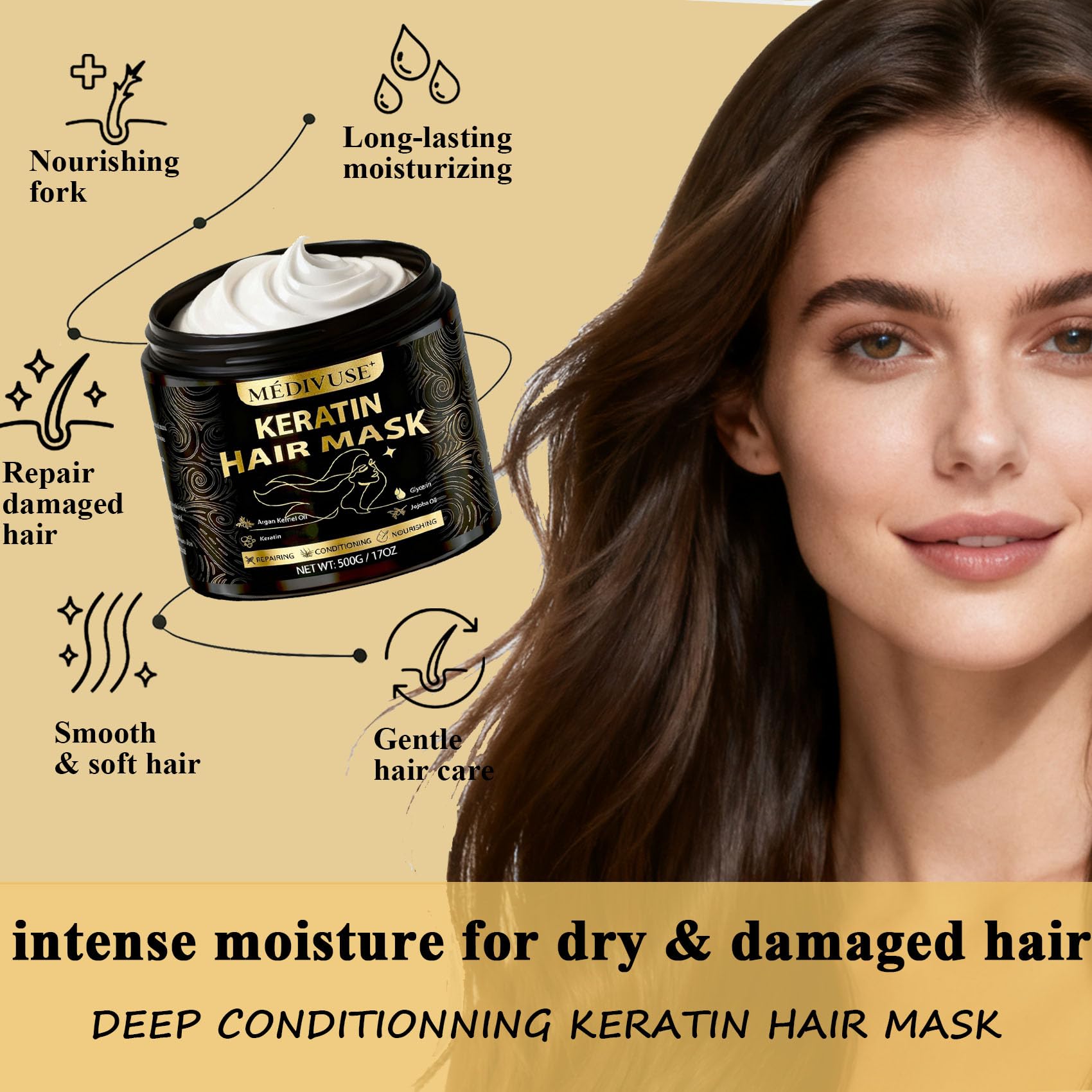 MediVuse mask being applied to hair during routine for quick conditioning.